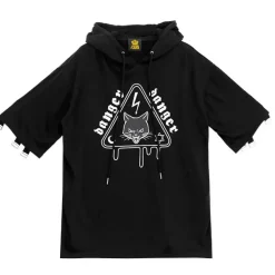 LISTEN FLAVOR Danger Cat 2-Way Cut Hoodie