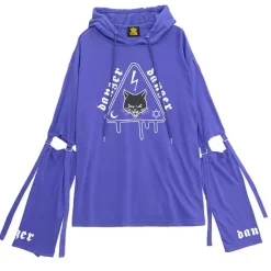 LISTEN FLAVOR Danger Cat 2-Way Cut Hoodie