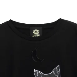 LISTEN FLAVOR Dangerous Black Cat Sheer Switching Top