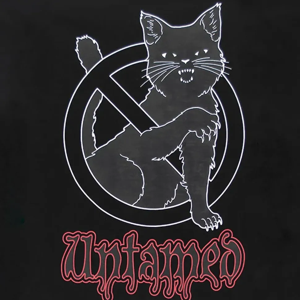 LISTEN FLAVOR Dangerous Black Cat Sheer Switching Top