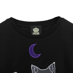 LISTEN FLAVOR Dangerous Black Cat Sheer Switching Top