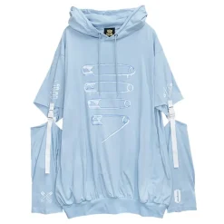 LISTEN FLAVOR Dangerous Safety Pin Separate Sleeve Hoodie