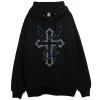LISTEN FLAVOR Dark Cross Studded Hoodie