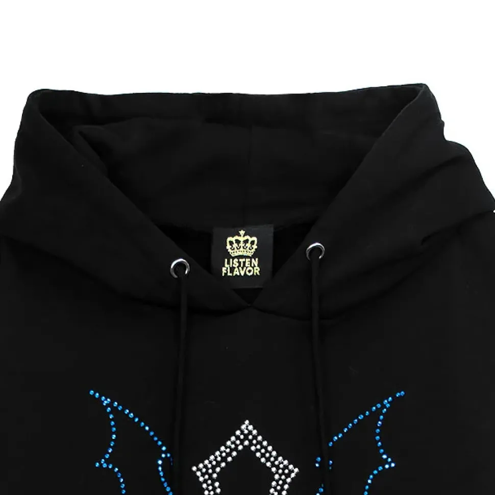 LISTEN FLAVOR Dark Cross Studded Hoodie