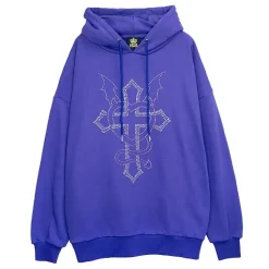 LISTEN FLAVOR Dark Cross Studded Hoodie