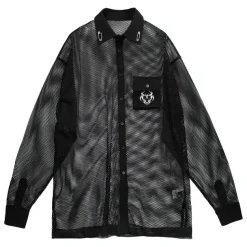 LISTEN FLAVOR Dark Metal Heart Mesh Shirt Black