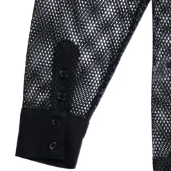 LISTEN FLAVOR Dark Metal Heart Mesh Shirt Black