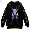 LISTEN FLAVOR Devil Bear Shoulder Zip Big Pullover w/ Straps