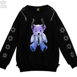 LISTEN FLAVOR Devil Bear Shoulder Zip Big Pullover w/ Straps