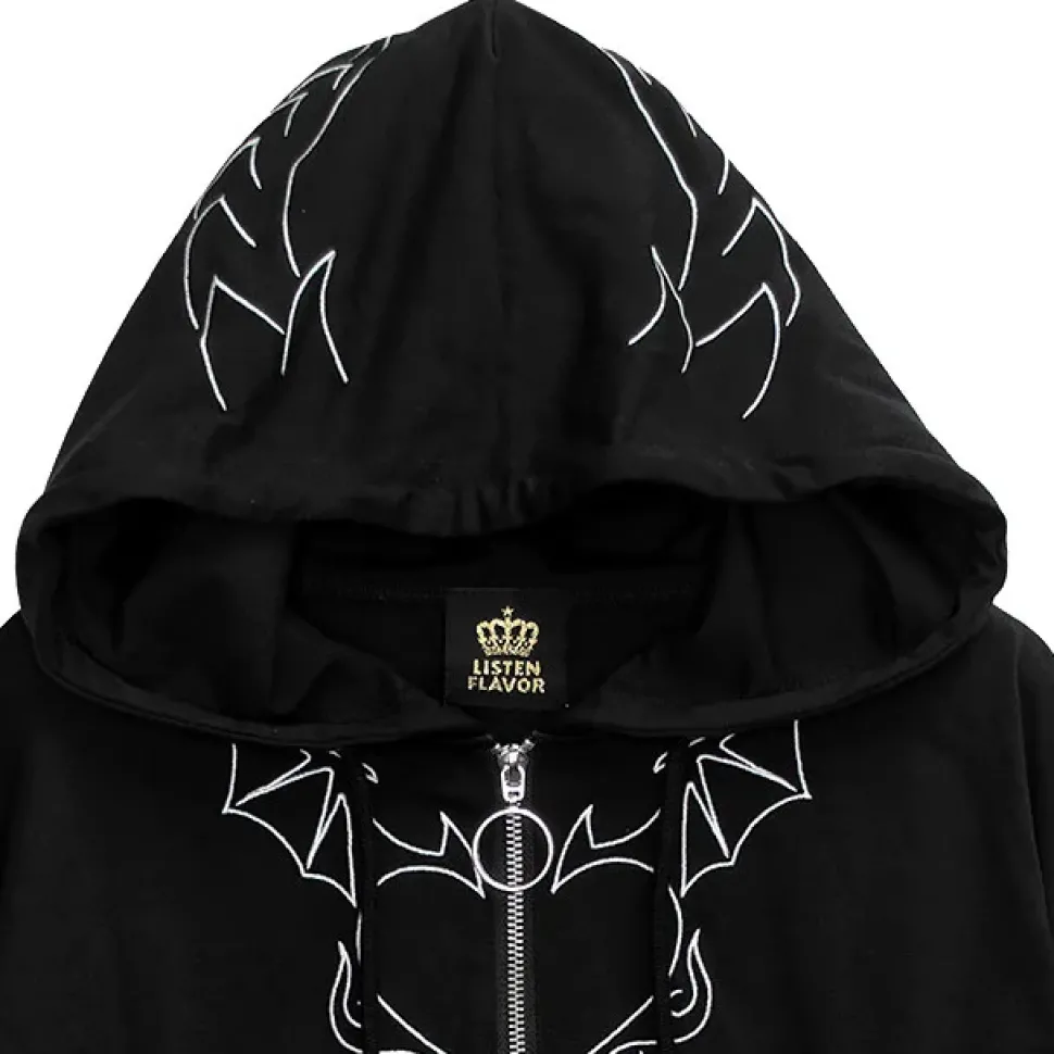 LISTEN FLAVOR Devil Heart 2-Way Mesh Hoodie