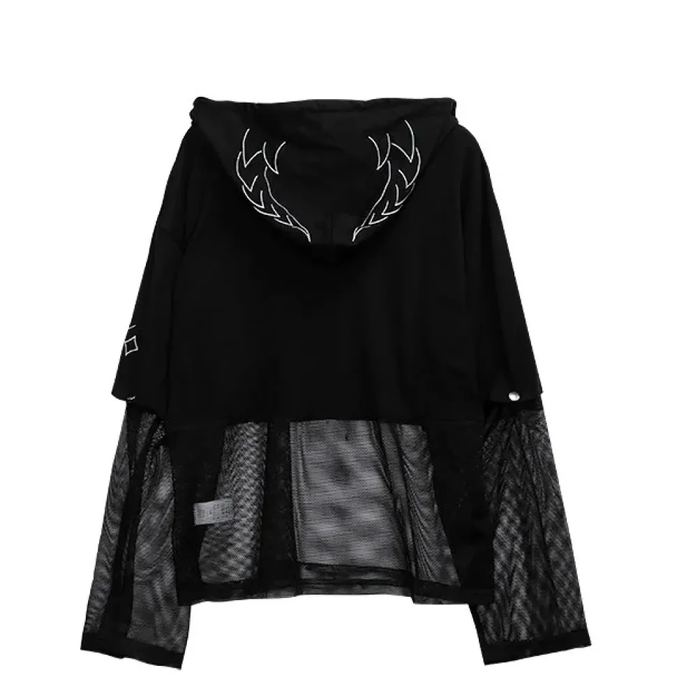 LISTEN FLAVOR Devil Heart 2-Way Mesh Hoodie