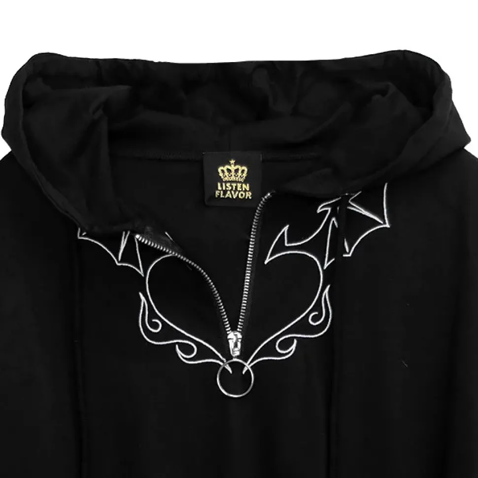LISTEN FLAVOR Devil Heart 2-Way Mesh Hoodie