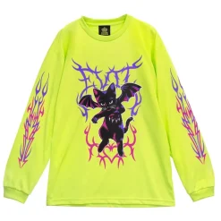 LISTEN FLAVOR Fallen Angel's Black Cat Long Sleeve T-Shirt