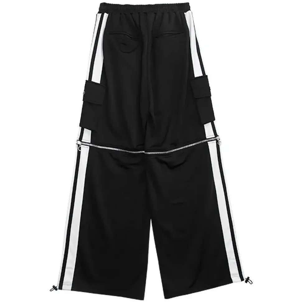 LISTEN FLAVOR Fallen Angel's 2-Way Separate Jersey Pants Black x White