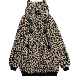LISTEN FLAVOR Fire Heart Cat Ear Boa Blouson
