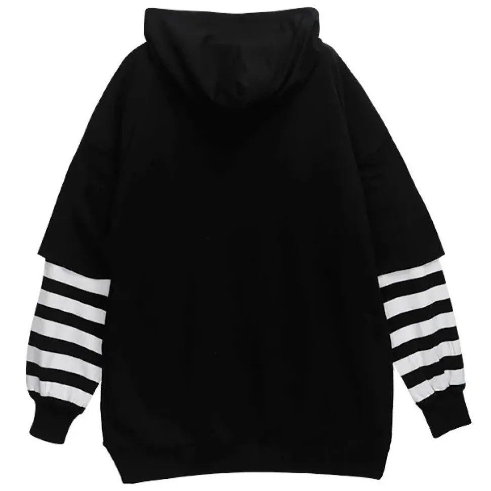 LISTEN FLAVOR Flame Eye Layered-Style Hoodie