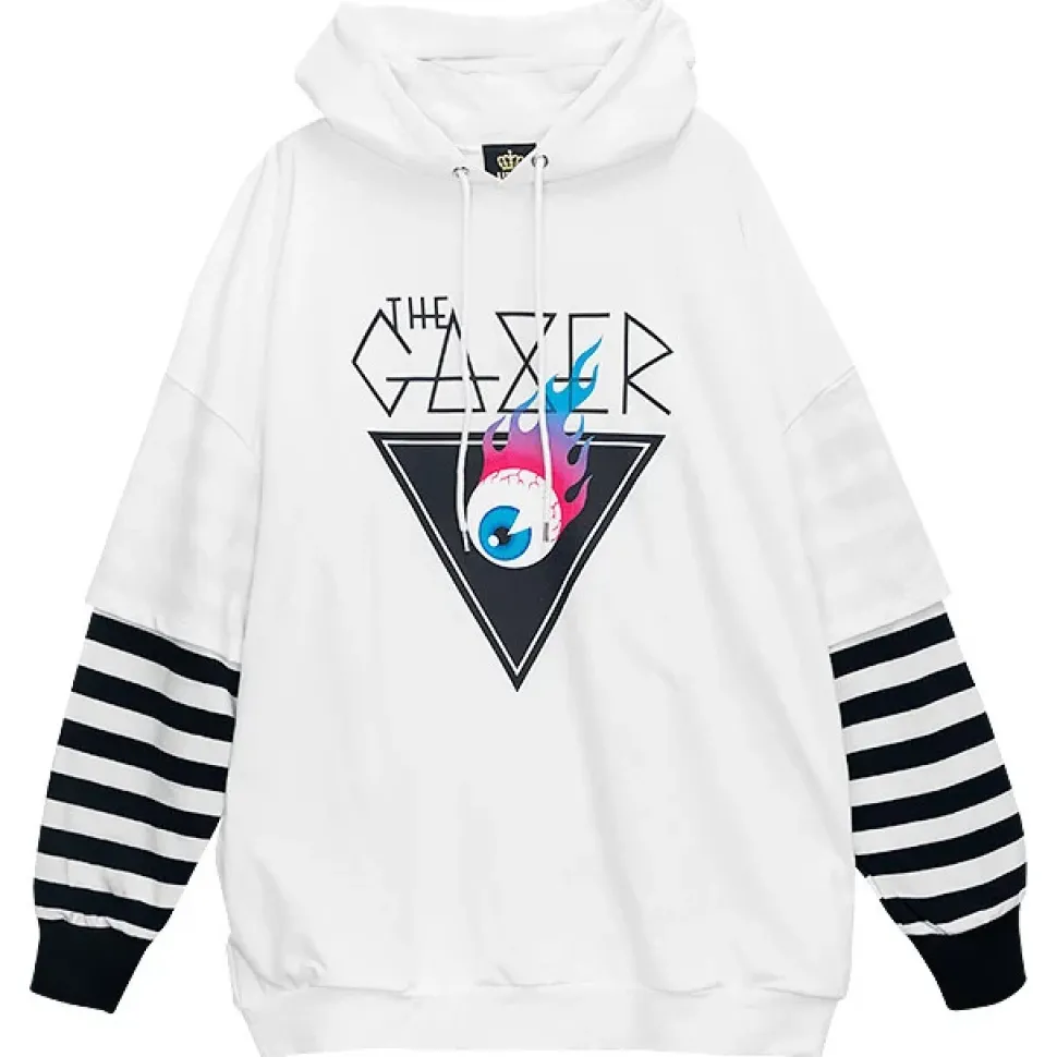 LISTEN FLAVOR Flame Eye Layered-Style Hoodie