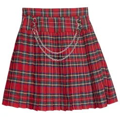 LISTEN FLAVOR Front Chain Pleated Skirt