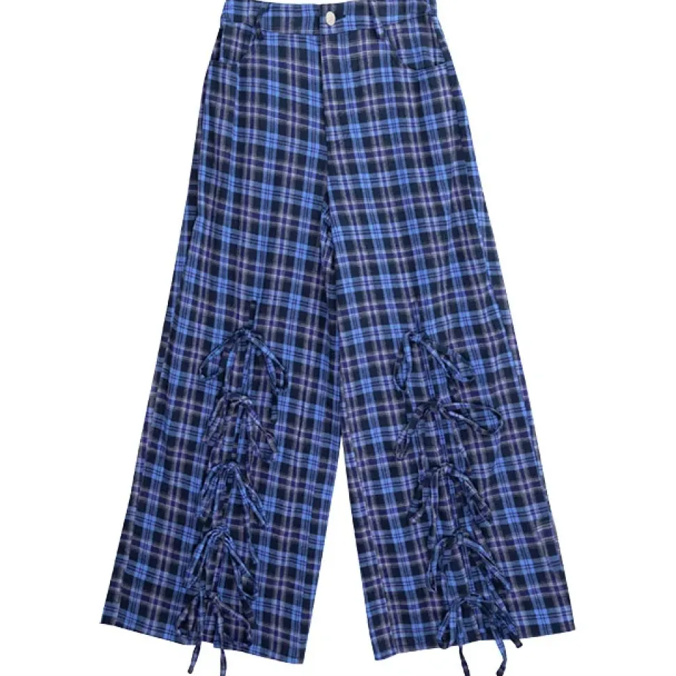 LISTEN FLAVOR Front Slit Ribbon Pants