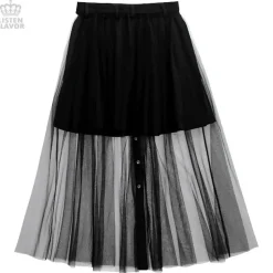 LISTEN FLAVOR Front Snap Tulle Long Skirt