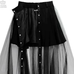 LISTEN FLAVOR Front Snap Tulle Long Skirt