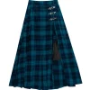 LISTEN FLAVOR Green Plaid Fire Buckle Layered-Style Pleated Skirt