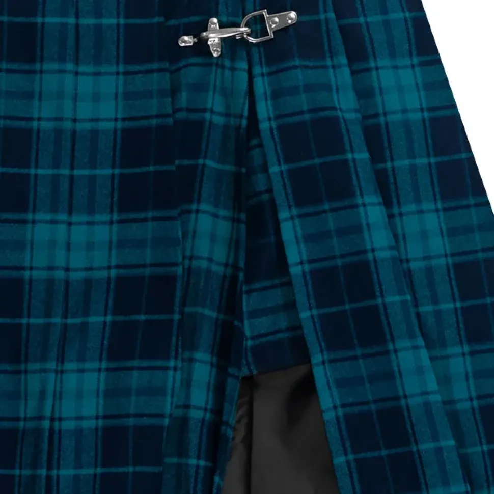 LISTEN FLAVOR Green Plaid Fire Buckle Layered-Style Pleated Skirt