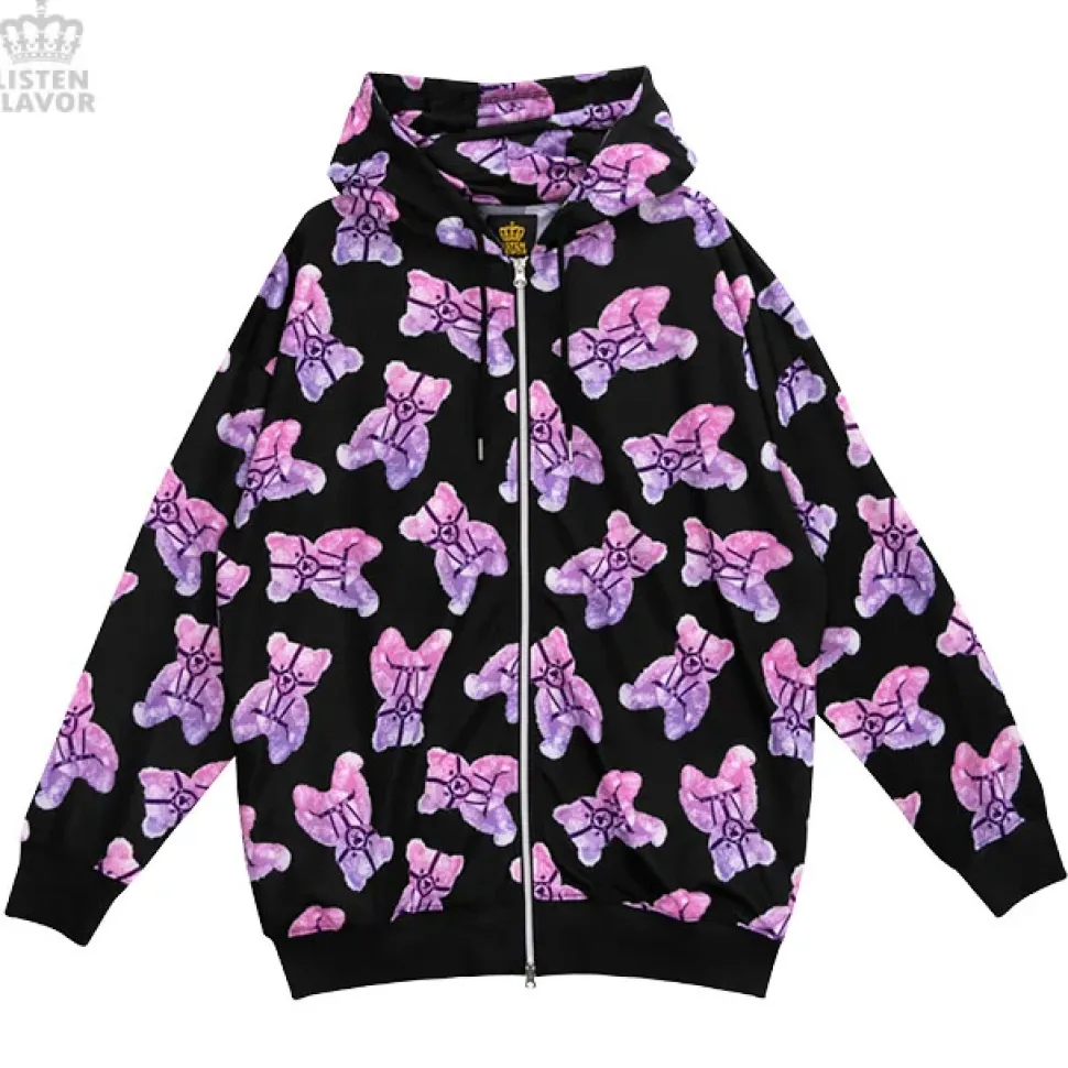 LISTEN FLAVOR Harness Bear Zip-Up Hoodie