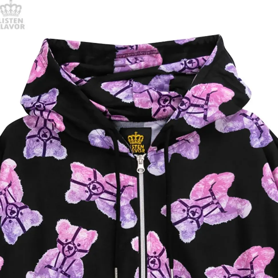 LISTEN FLAVOR Harness Bear Zip-Up Hoodie