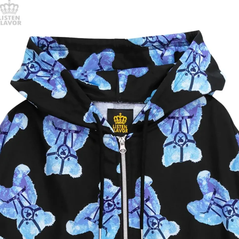 LISTEN FLAVOR Harness Bear Zip-Up Hoodie