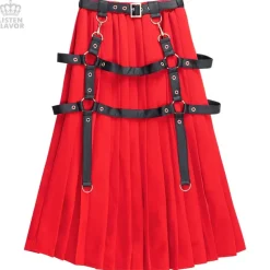 LISTEN FLAVOR Harness Pleated Long Skirt