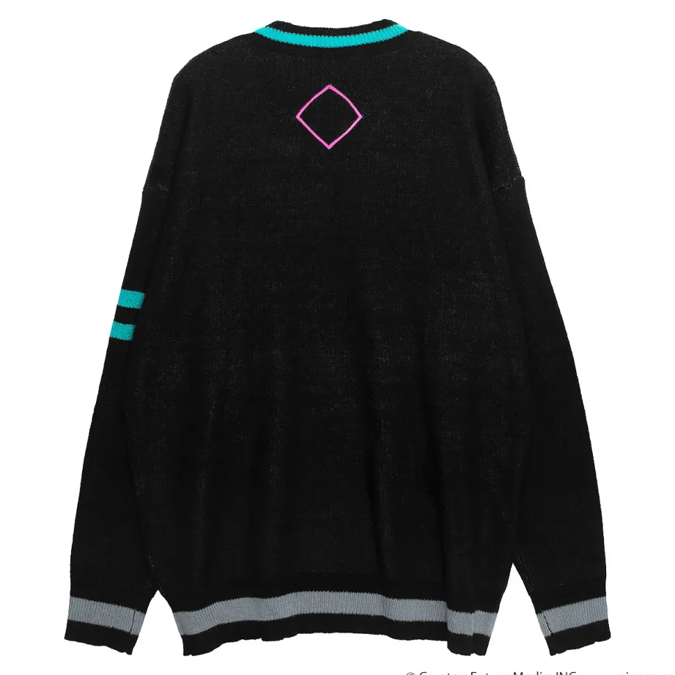 LISTEN FLAVOR Hatsune Miku V-neckline Knit Black