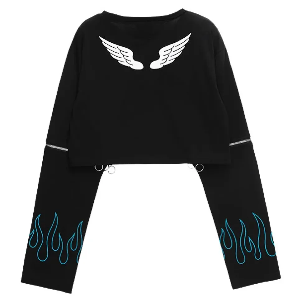 LISTEN FLAVOR Heart Padlock Zip Sleeve Top