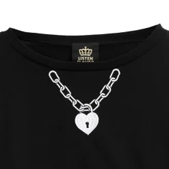 LISTEN FLAVOR Heart Padlock Zip Sleeve Top