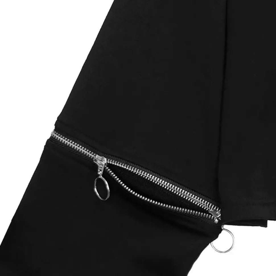 LISTEN FLAVOR Heart Padlock Zip Sleeve Top