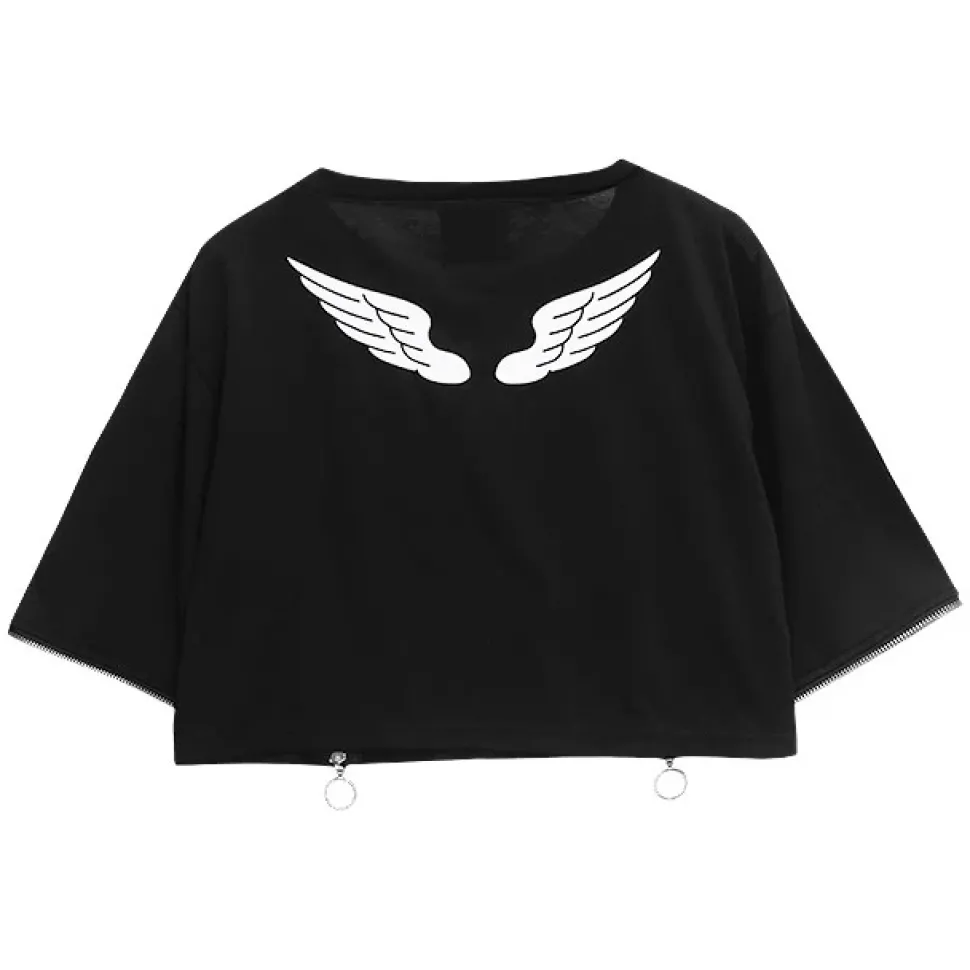 LISTEN FLAVOR Heart Padlock Zip Sleeve Top