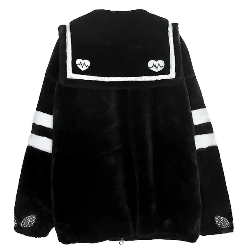 LISTEN FLAVOR Heartbeat Sailor Fur Boa Blouson