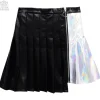LISTEN FLAVOR Holographic Two-Tone Pleated Skirt