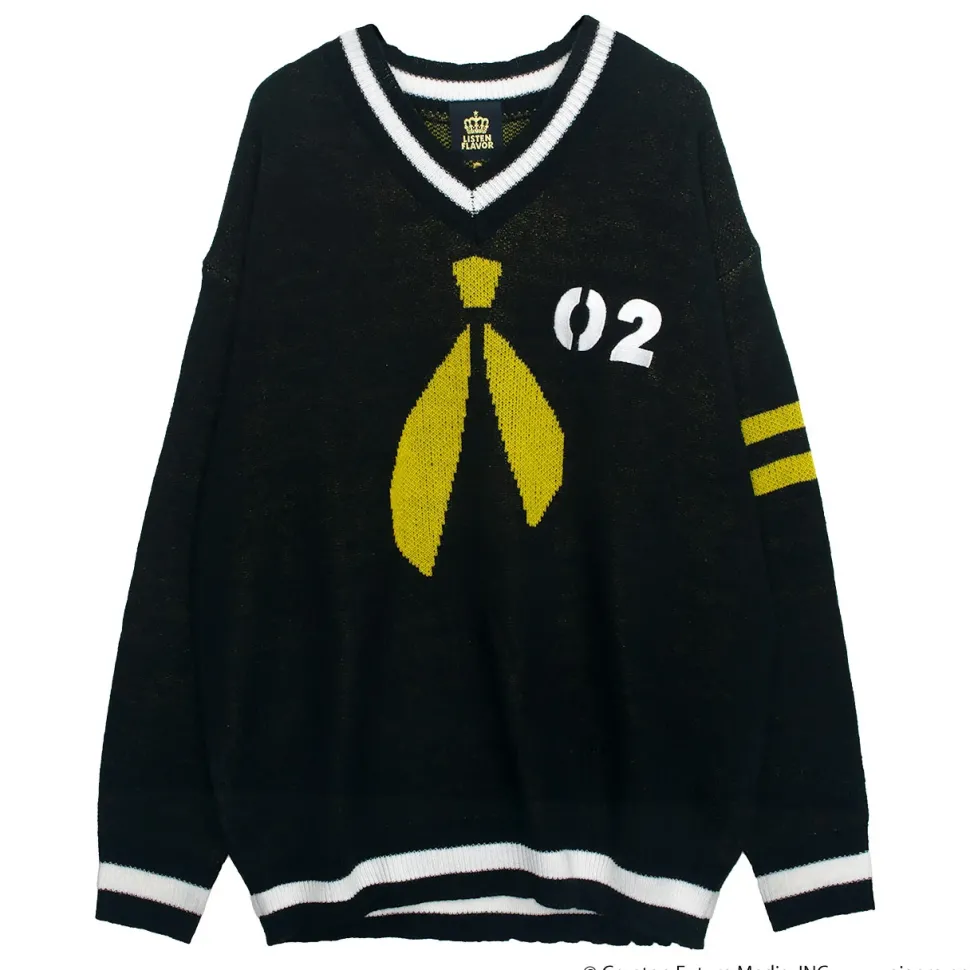 LISTEN FLAVOR Kagamine Rin & Len V-neckline Knit Black