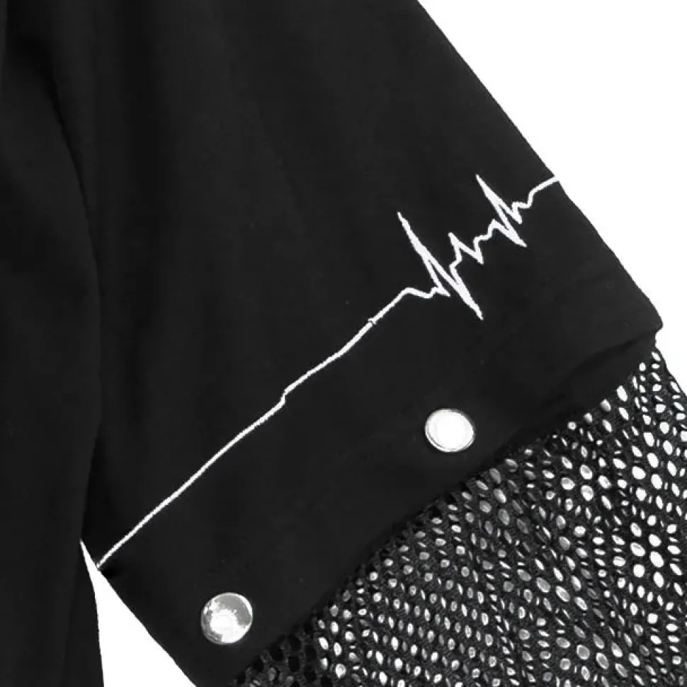 LISTEN FLAVOR Killer Heart 2-Way Mesh Short Hoodie