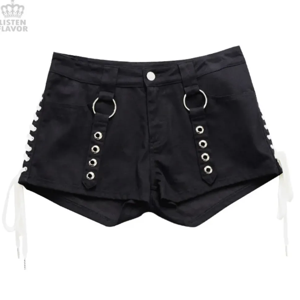 LISTEN FLAVOR Lace-Up Harness Belt Shorts