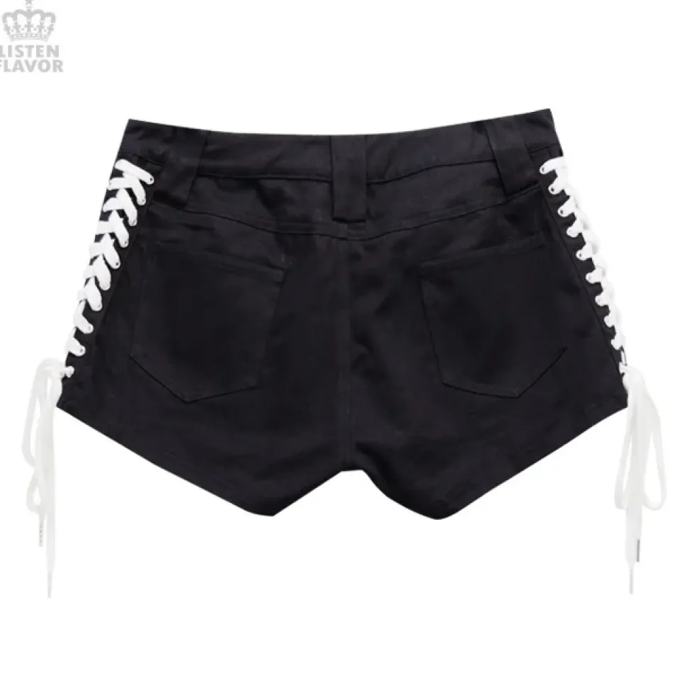 LISTEN FLAVOR Lace-Up Harness Belt Shorts