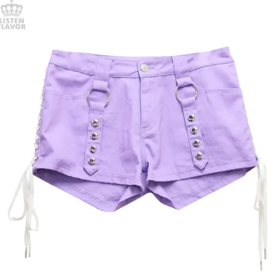 LISTEN FLAVOR Lace-Up Harness Belt Shorts