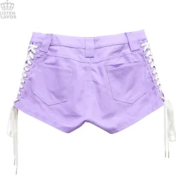 LISTEN FLAVOR Lace-Up Harness Belt Shorts