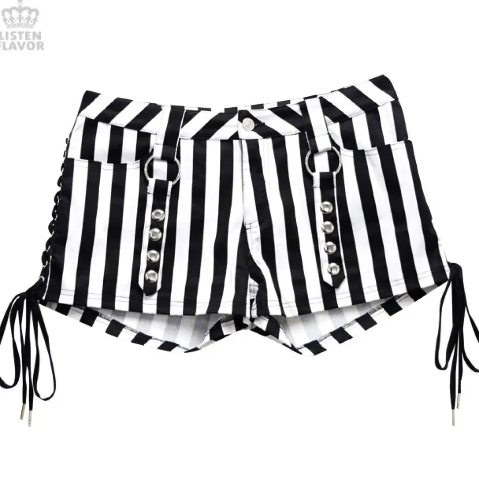LISTEN FLAVOR Lace-Up Harness Belt Shorts