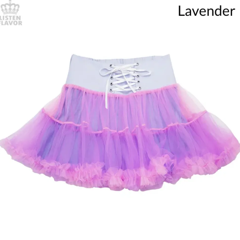LISTEN FLAVOR Lace-up Tulle Frill Skirt