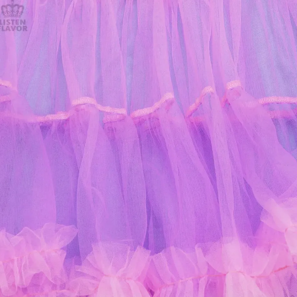 LISTEN FLAVOR Lace-up Tulle Frill Skirt