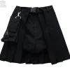 LISTEN FLAVOR Layered Pleated Flap Skirt w/ Shorts and Detachable Pocket