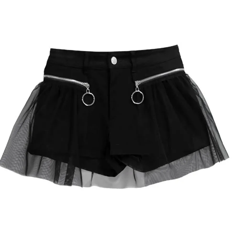 LISTEN FLAVOR Layered Shorts w/ Tulle