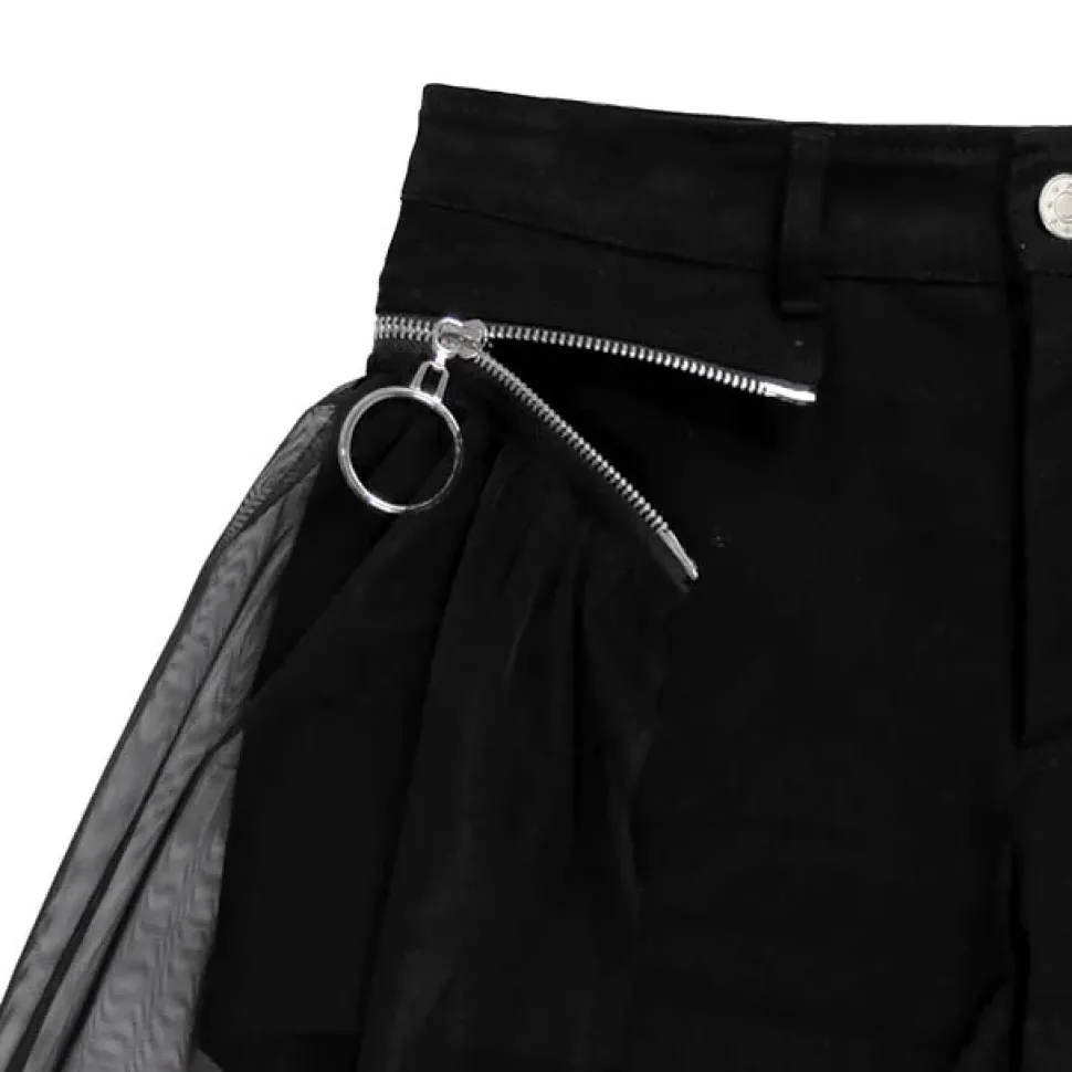 LISTEN FLAVOR Layered Shorts w/ Tulle